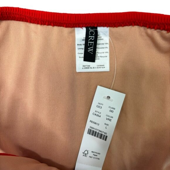 NWT J. CREW Red Smocked Textured String Cheeky Bikini Bottom Size Large Side Tie - Picture 6 of 7